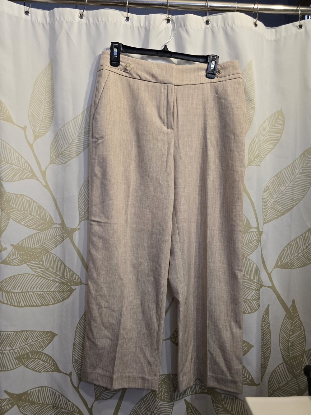 Anne Klein Light Beige Wide-Leg Dress Pants
